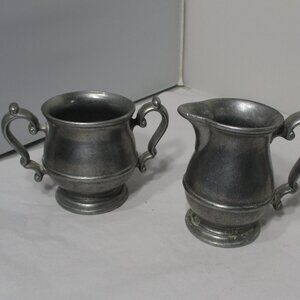 Vintage Pewtarex Pewter Sugar Bowl & Creamer Set